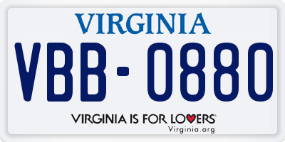 VA license plate VBB0880