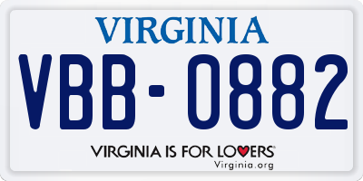VA license plate VBB0882