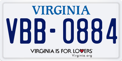 VA license plate VBB0884