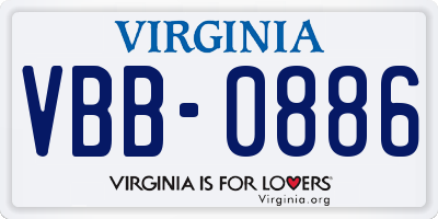 VA license plate VBB0886