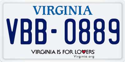 VA license plate VBB0889