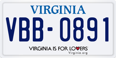 VA license plate VBB0891
