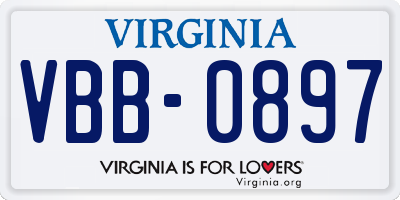 VA license plate VBB0897