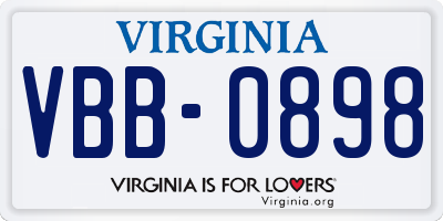 VA license plate VBB0898
