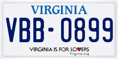 VA license plate VBB0899