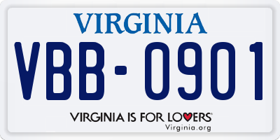 VA license plate VBB0901