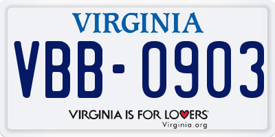 VA license plate VBB0903