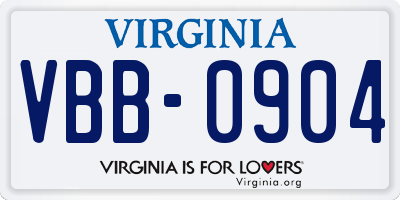 VA license plate VBB0904