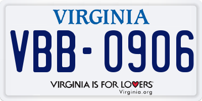 VA license plate VBB0906