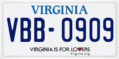 VA license plate VBB0909