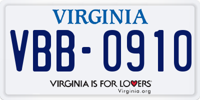 VA license plate VBB0910