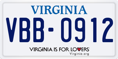 VA license plate VBB0912