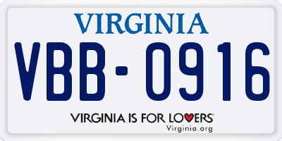 VA license plate VBB0916