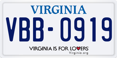 VA license plate VBB0919