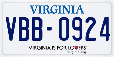 VA license plate VBB0924