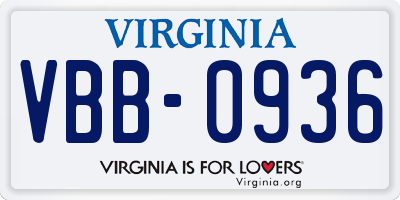 VA license plate VBB0936