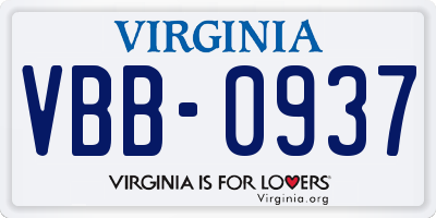 VA license plate VBB0937
