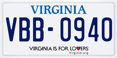 VA license plate VBB0940