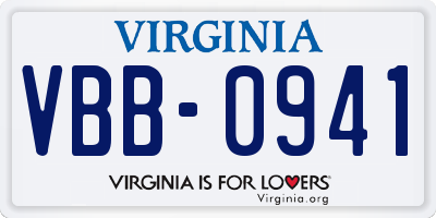 VA license plate VBB0941