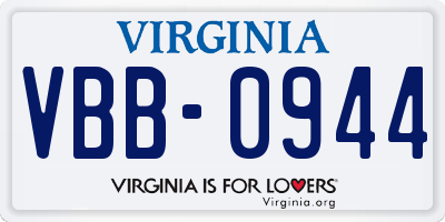 VA license plate VBB0944