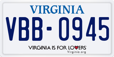 VA license plate VBB0945