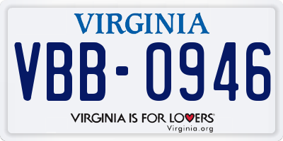 VA license plate VBB0946