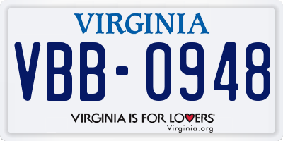 VA license plate VBB0948