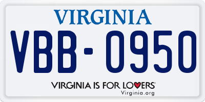 VA license plate VBB0950