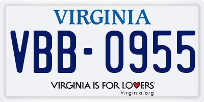 VA license plate VBB0955