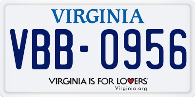 VA license plate VBB0956