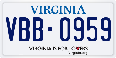 VA license plate VBB0959