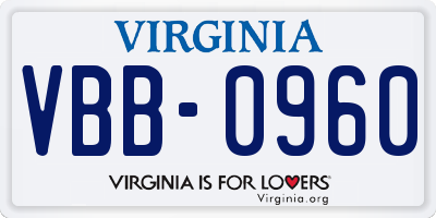 VA license plate VBB0960