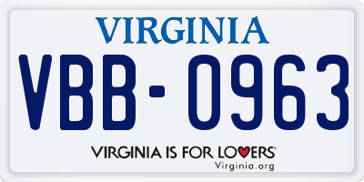 VA license plate VBB0963