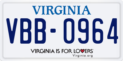 VA license plate VBB0964