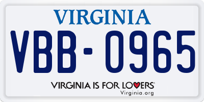 VA license plate VBB0965