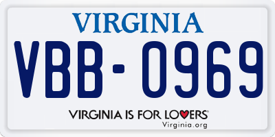 VA license plate VBB0969