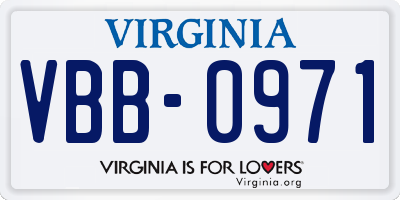 VA license plate VBB0971