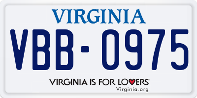 VA license plate VBB0975