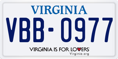VA license plate VBB0977