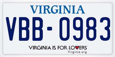 VA license plate VBB0983