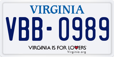 VA license plate VBB0989