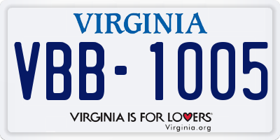 VA license plate VBB1005