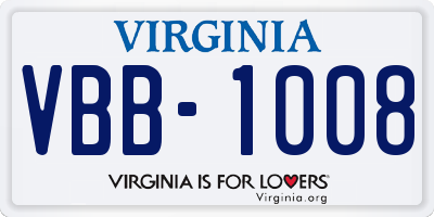 VA license plate VBB1008
