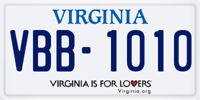 VA license plate VBB1010
