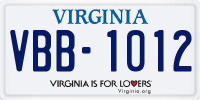 VA license plate VBB1012