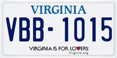 VA license plate VBB1015