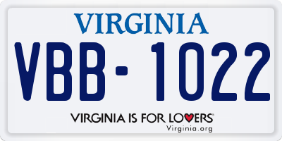 VA license plate VBB1022
