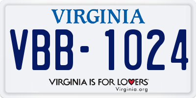 VA license plate VBB1024