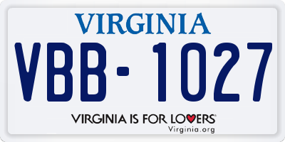 VA license plate VBB1027