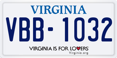 VA license plate VBB1032